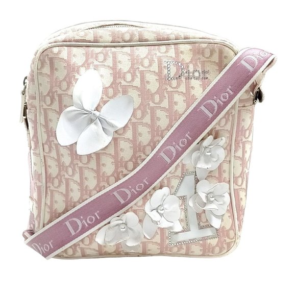 Dior Handbags - 028282B V Christian Dior Crossbody Bag Trotter Pink Fabric